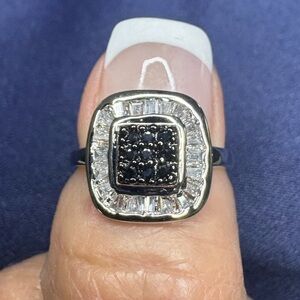 Ring*Black and Clear Cubic Zirconia set in Sterling Silver